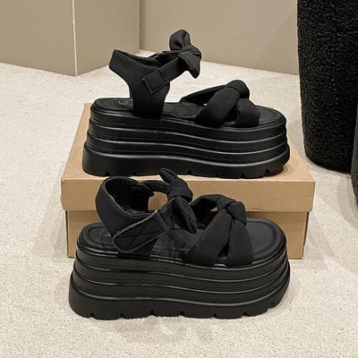 Fashion 8CM High Platform Sandals Women New Summer Breathable High Heels Ladies Butterfly-knot Sneakers Wedges Chunky Slippers Sandalias