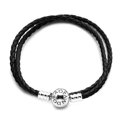 590745Cbk-D Moment Double Braided Woven Leather Bracelet