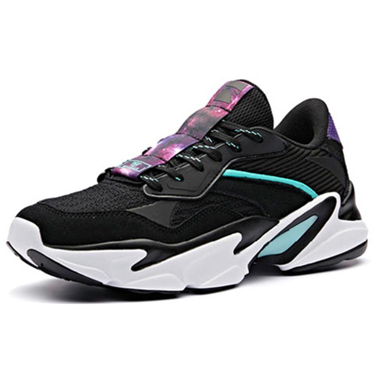 New ANTA Chunky Sneakers Women's Low Top Black/Green/White 12838808R-5