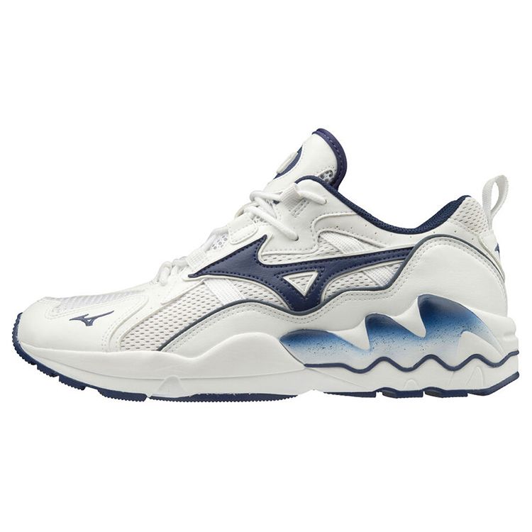 

Mizuno Wave Rider 1 Retro Ткань Синтетическая кожа Нескользящие Износостойкие Дышащие Низкие Кроссовки для бега Мужские кроссовки Белый Синий D1GA192714 46