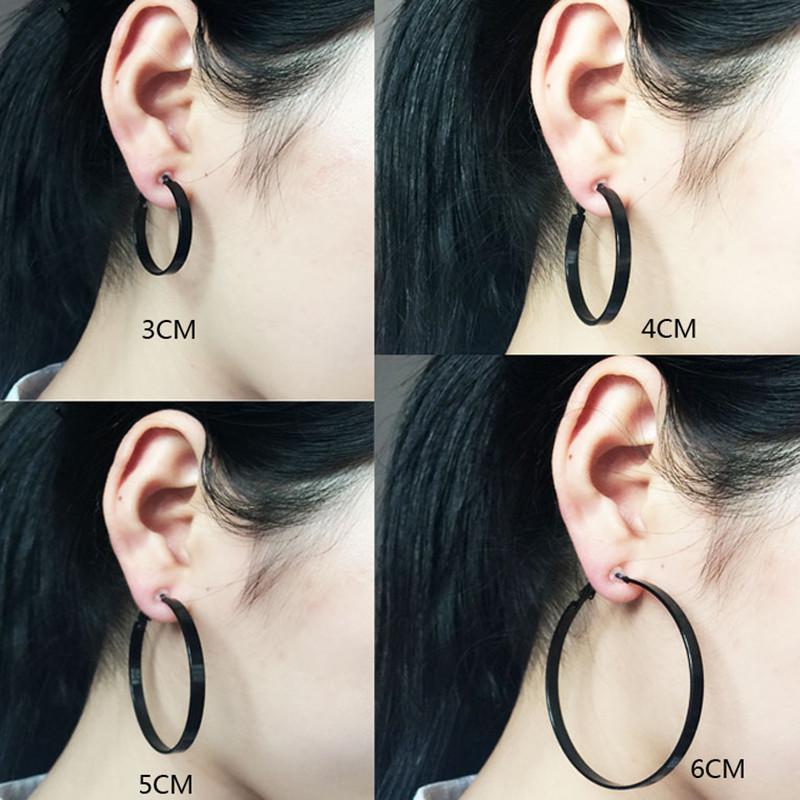 Women's Versatile Large Hoop Earrings - Trendy Personality In Black, Gold, Silver; Non-Piercing Ear Clips for Nightclubs