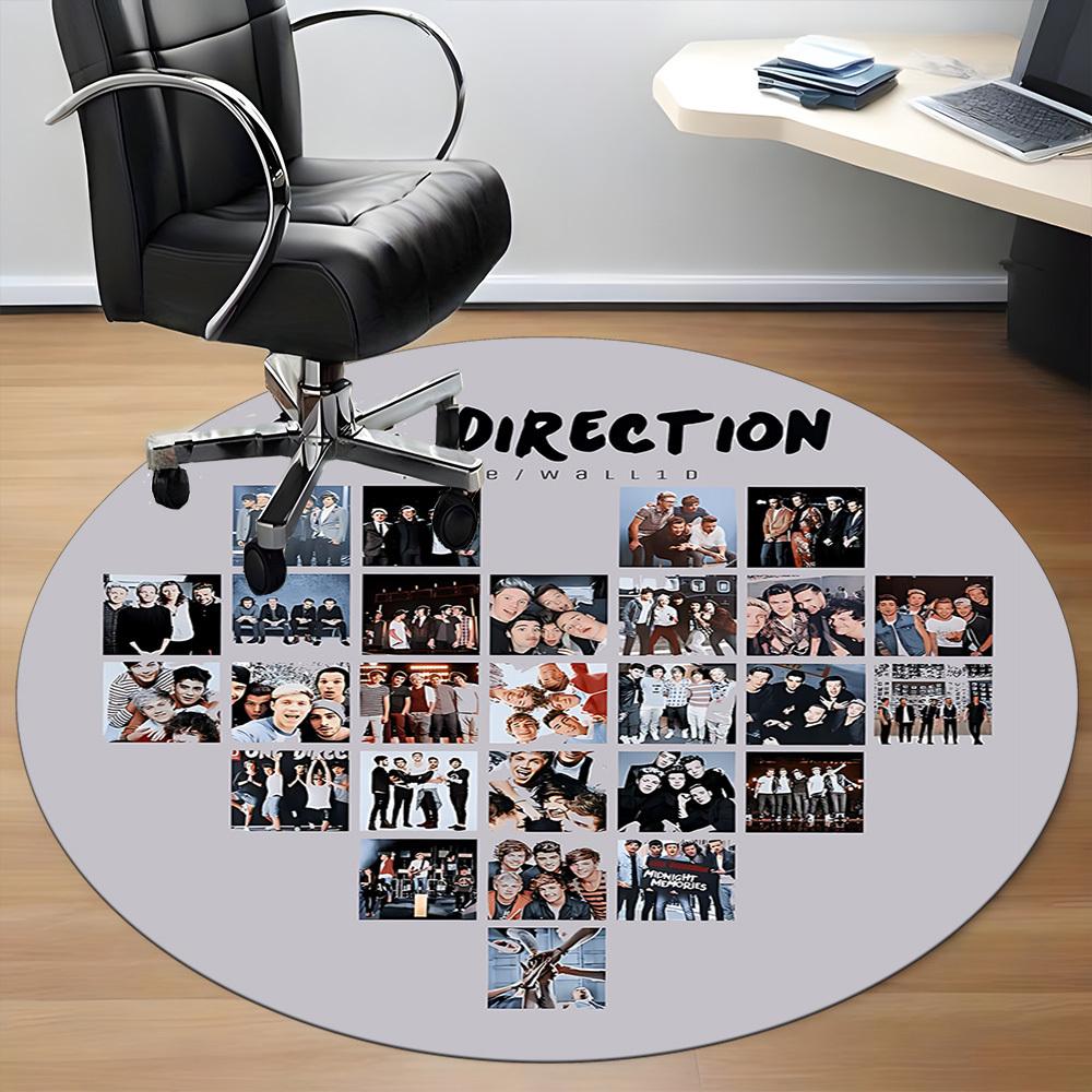 1pz Tappeto Rotondo Ufficio One Direction, Tappetino da Interno Adatto per Ufficio, Sotto Sedie da Ufficio Camera da Letto Soggiorno Decorazioni per la Casa, Decorazione Stanza