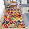 Colorful Geometric Square Area Rug Non-Slip Washable Floor Mat with Vibrant Block Pattern Boho Abstract Carpet for Living Room