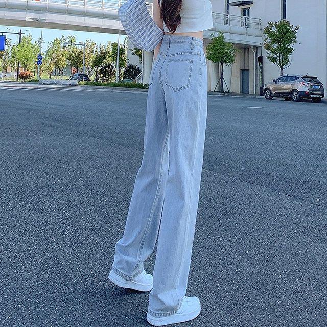 Women's Wide Leg High Waist Jeans - Loose Fitting Spring/Autumn Floor Length Pants 2022 Style