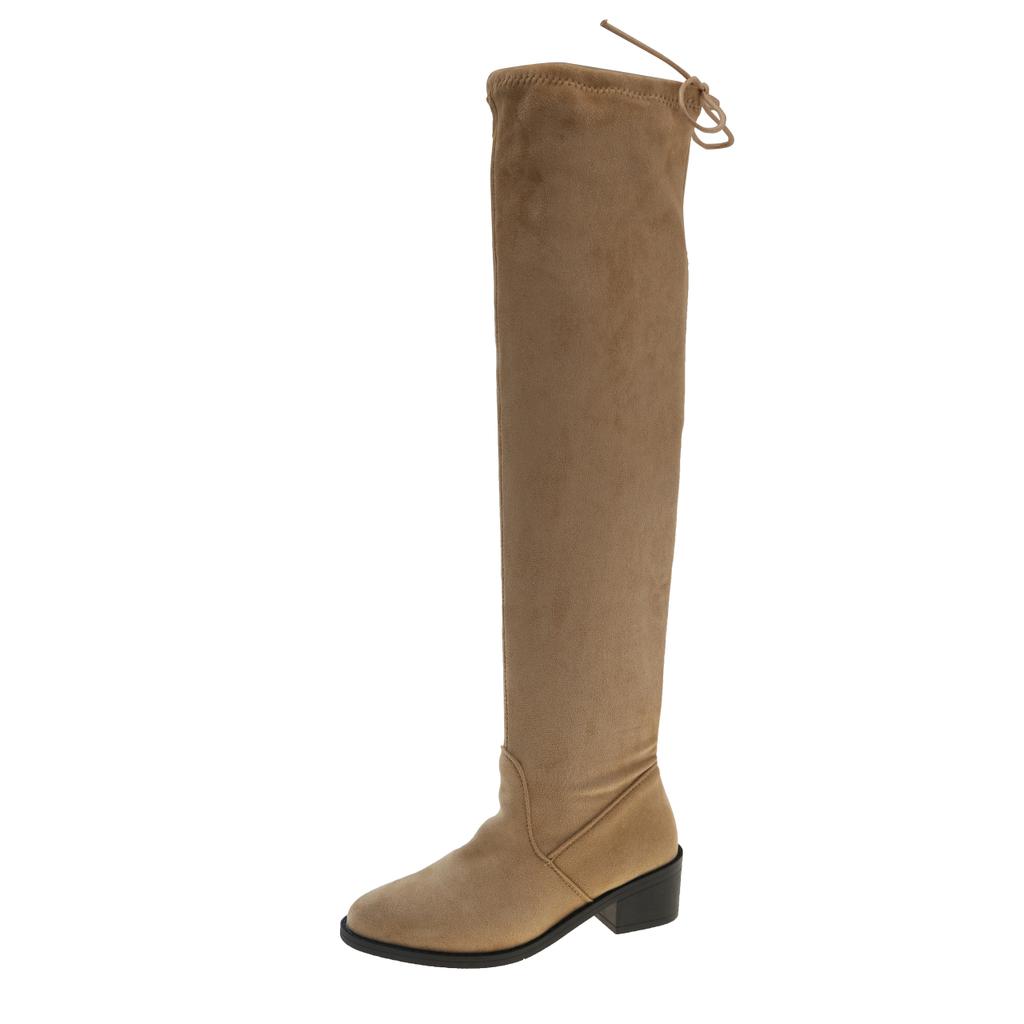 Women Pointed Toe Knee High Boots Winter Suede Chunky Chelsea Shoes Woman 2025 New Warm Snow Boots Short Plush Zapatillas Mujer