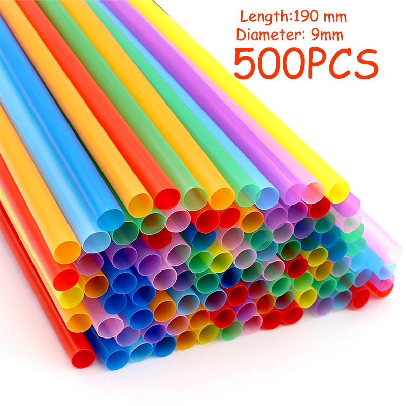 1000-4000Pcs Multicolor Kunststof Straws for Wedding Party Supplies Beverage Kitchen Cocktail Drinking Straws pajitas plastique