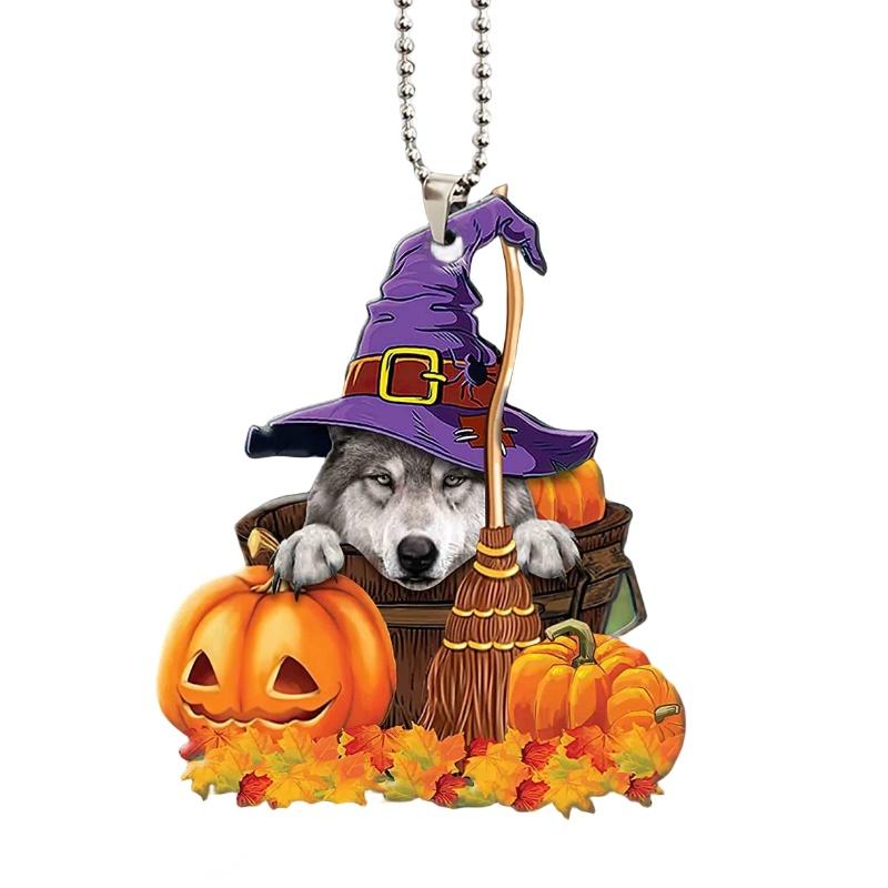 Halloween Pumpkin Cat And Dog Car Hanging Decoration For Home Acrylic Material Cartoon Style In 10 Colors) Perfect For Cross-border Export