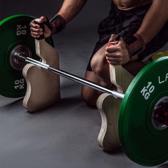 Wooden Deadlift Jack Barbell Stand Heavy Duty Non-slip Handle Home Gym Weightlifting Barbell Bar Loading Unloading Weight Plates Changing Holder