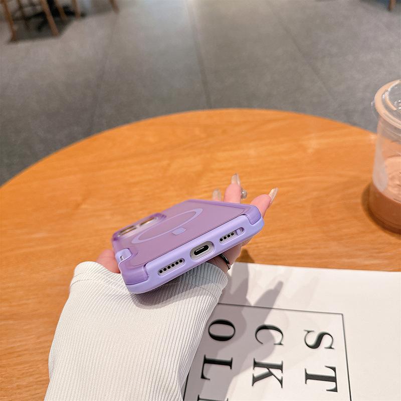 For IPhone16promax Niche Simple Translucent Thin Series Magnetic Frosted Skin Phone Case