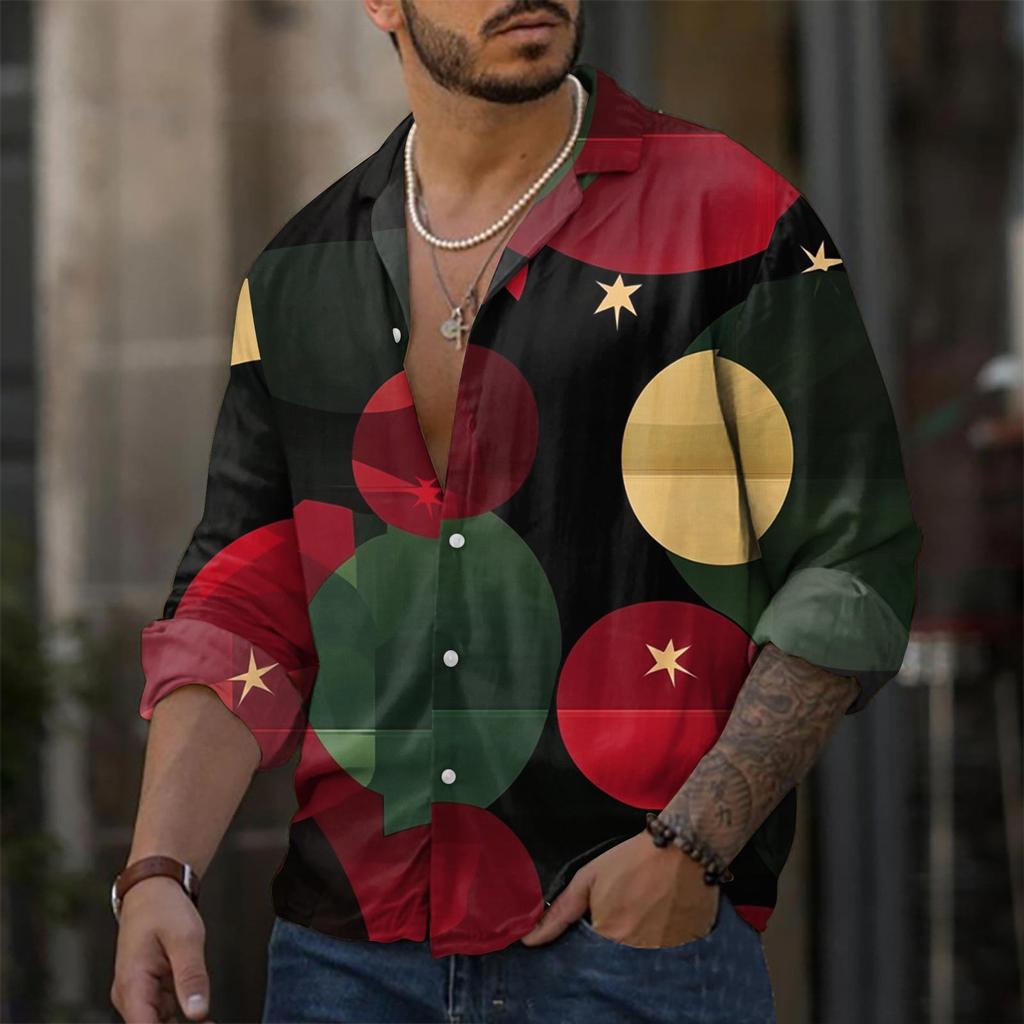 Camicia casual da uomo a maniche lunghe, ampia e alla moda, con risvolto