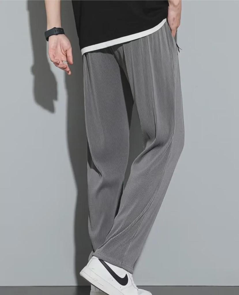 Men's Summer Quick-Dry Striped Pleated Nine-Point Sports Pants