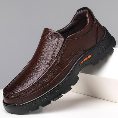 2024 Autumn and Winter Business Casual Leather Shoes Men's Handmade Online Leather Sleeve Single Shoes Round Head Platform Shoes Men's 6306