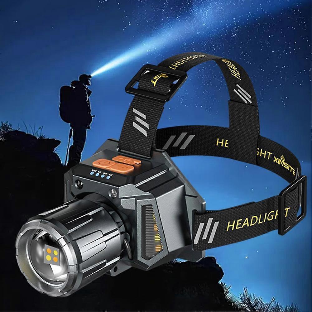 Outdoor Strong Headlamp Head Lighting Lamp Telescopic Zoom Intelligent Wave Induction Multi-Functional Waterproof Rechargeable