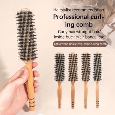 Professional Round Curly Hair Comb Anti-static Hairdressing Wood Handle Hair Brush Straightening / Styling Hairdressing Tools