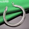 925 Sterling Silver 10mm Fish Scale Pattern Side Chain Beautiful Bracelet Gift Jewelry