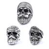 European-American Retro Stainless Steel Beard Skull Ring - Punk Festival Gift, Hip Hop Accessory