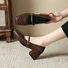 Vintage Klobige Damen Mary Jane Schuhe Damen Prägnante Slip-On Kleiderpumps Frühling Herbst Loafer Damen Leder Lolita Schuhe