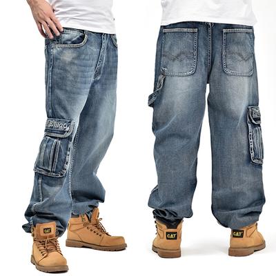 Men 'S Jeans With Side Pockets Hip Hop Designer Brand Skateboard Pants Loose Style Plus Size 30 -46