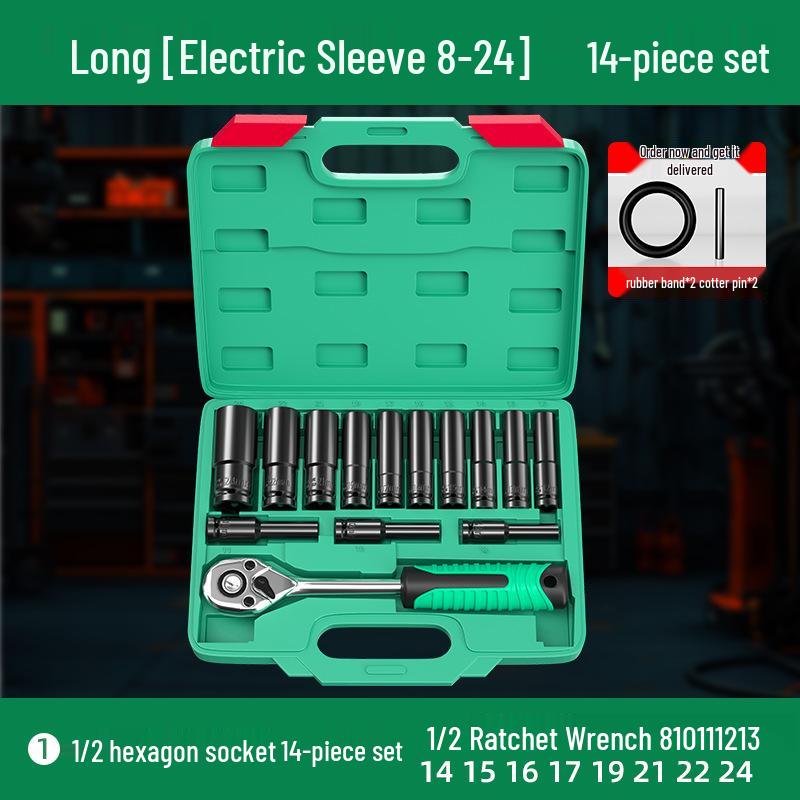 Umfassendes Elektroschrauber-Set mit verlängerten Sechskantstecknüssen – Groß, Mittel, Klein