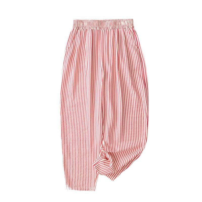 Damen 2024 Sommer Retro Gestreifte Micro Flare Freizeithose