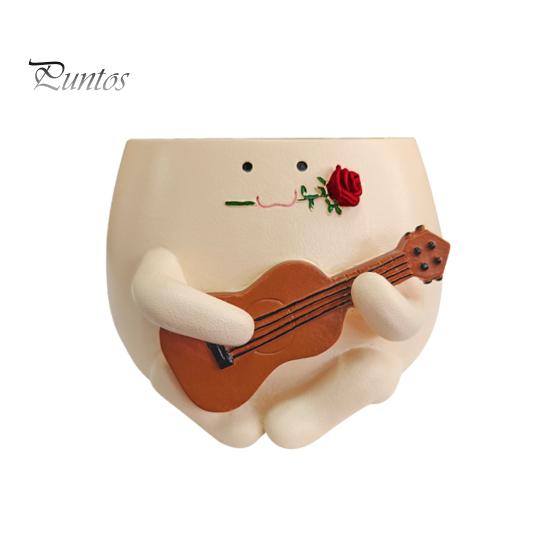 

Гитара улыбающееся лицо горшок для растений смоляная голова укулеле цветочный горшок для дома и улицы кактус суккулентные растения контейнер для дома балкон сад украшения розовый