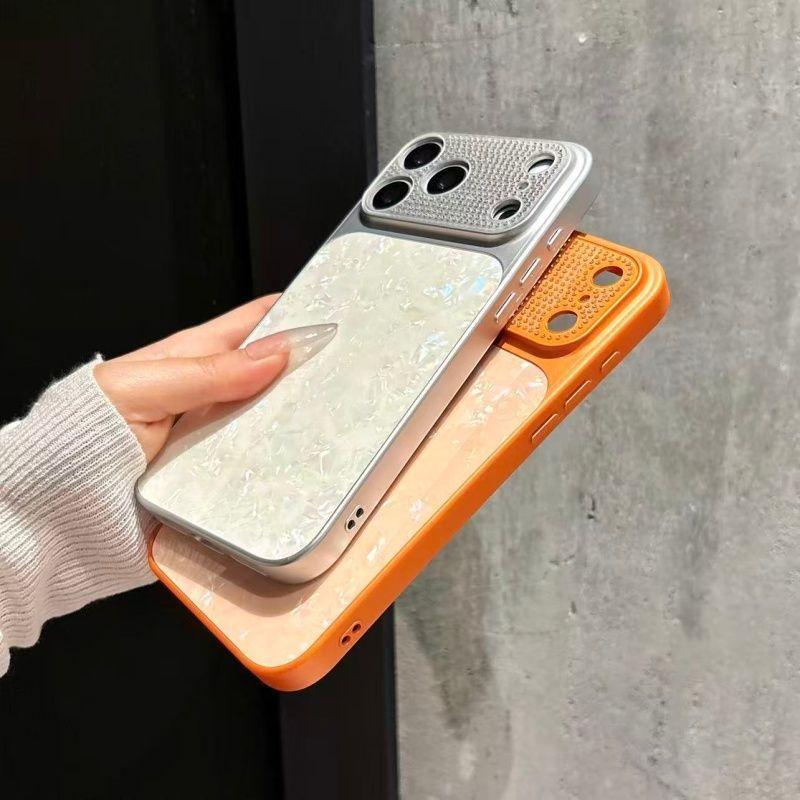 Fahsion Glitter Woman PC Phone Case For IPhone 16 15 14 Pro Max Transform 17 Pro Max Diamond Large Lens Window Shockproof Cover