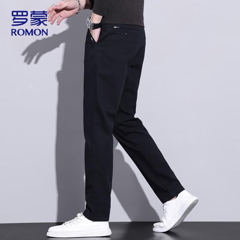 ROMON Men's Korean Style Straight Fit Business Casual Pants