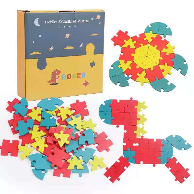 40-Piece Children s Educational Puzzle Board: Geometric Shapes, Numbers & Letters