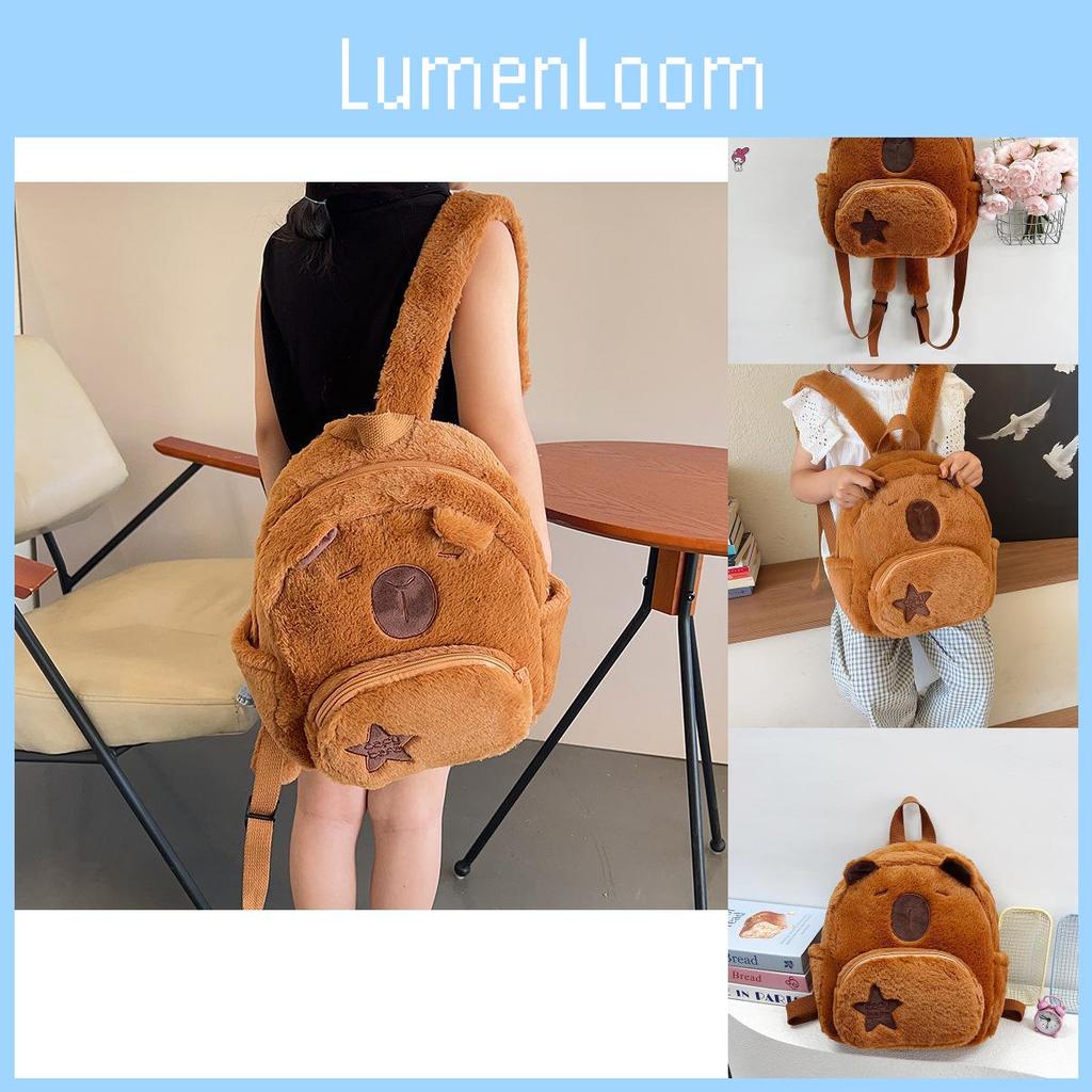 Zipper Animal Capybara Plush Toy Backpack Cartoon Doll Schoolbag Gift Birthday