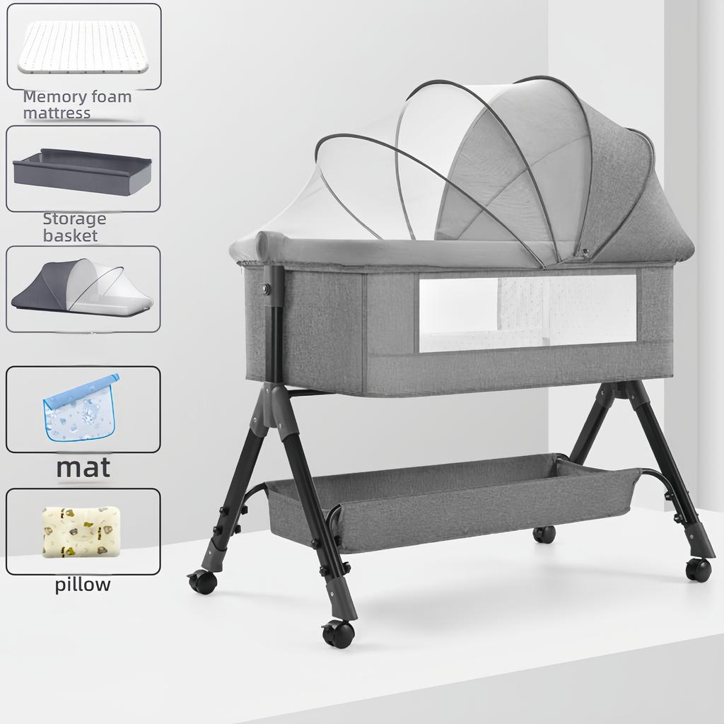 Baby bedside bed, newborn bed, connector, large crib, children's bed, multifunctional removable folding bed