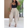 Mid Waist Women's Cargo Harem Sweat Pants with Ruched Casual Street Style Trousers Office Ladies Work Trousers
