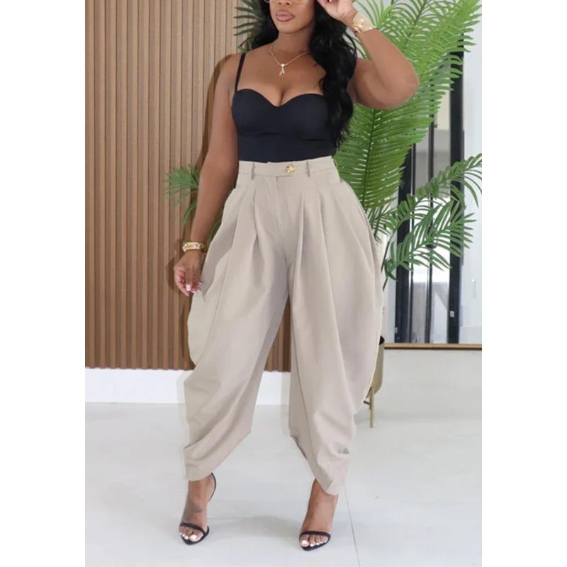 Mid Waist Women's Cargo Harem Sweat Pants with Ruched Casual Street Style Trousers Office Ladies Work Trousers