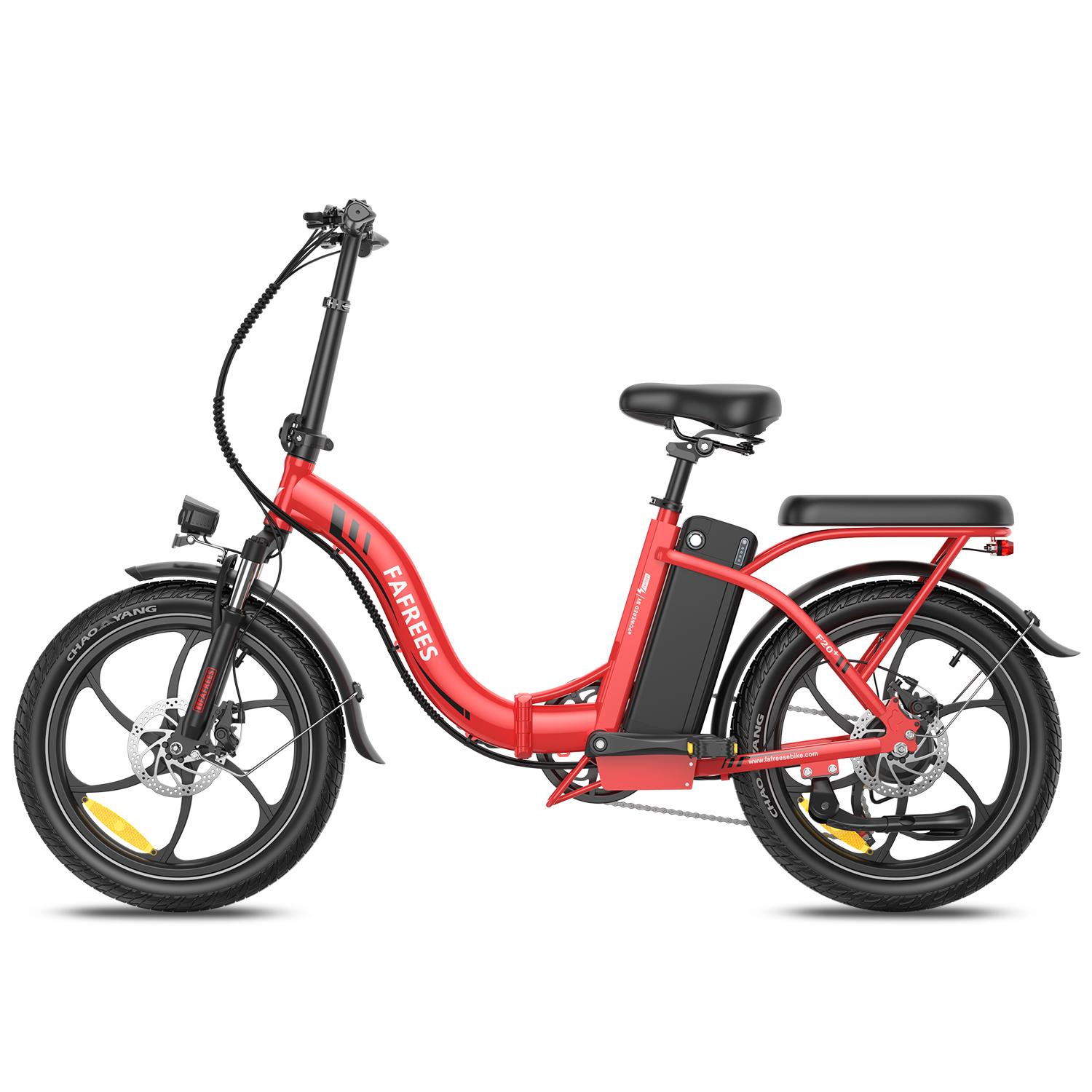 FAFREES F20+ All-Terrain Erwachsenen Elektrofahrrad 20×3.0 Zoll Fat Tires Outdoor Elektrofahrrad 250W Motor 36V20Ah Batterie Urban Pendeln E-Klapprad rot