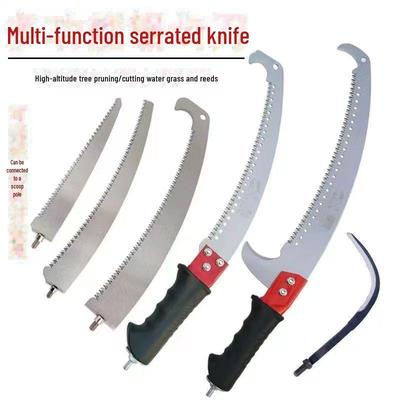 Dual-Purpose High Altitude Pruning Saw with Hook and Sickle, Installable On Scoop Net Pole
