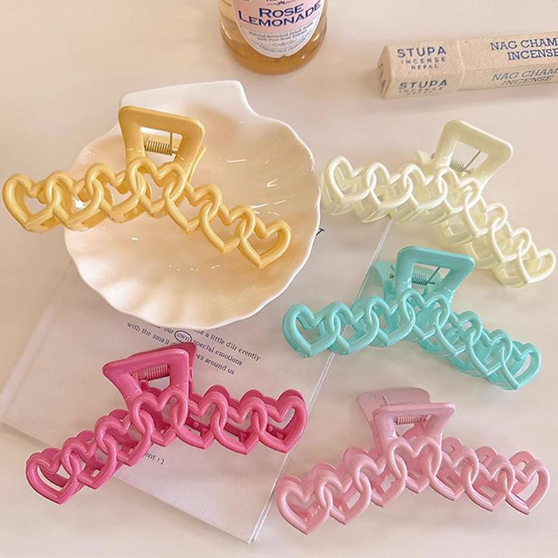 Hule Geometriske Hjerte Hårklemmer Bakhodet Hai-klemme Kvinner Jente Hodeplagg Hårspenne Tilbehør