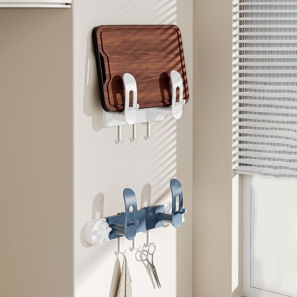 Wall Mounted Pot Lid Holder Plastic Cutting Board Shelf Suction Cup Chopping Board Holder for Home