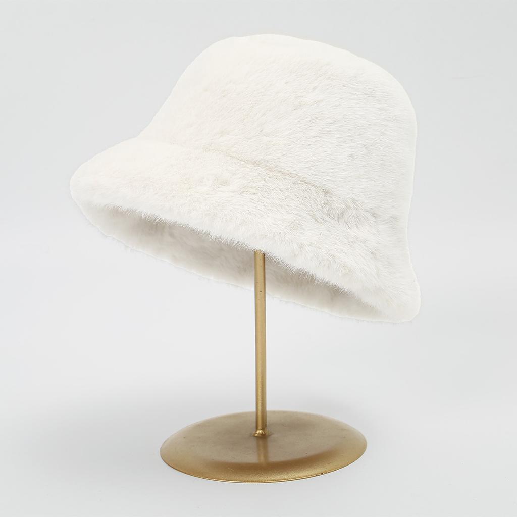 New Fluffy Fur Bucket Hat Warm Women'S Winter Hat Plush Fisherman Hat Thicken Cold Snowy Day Panama Cap Outdoor Snow Activity