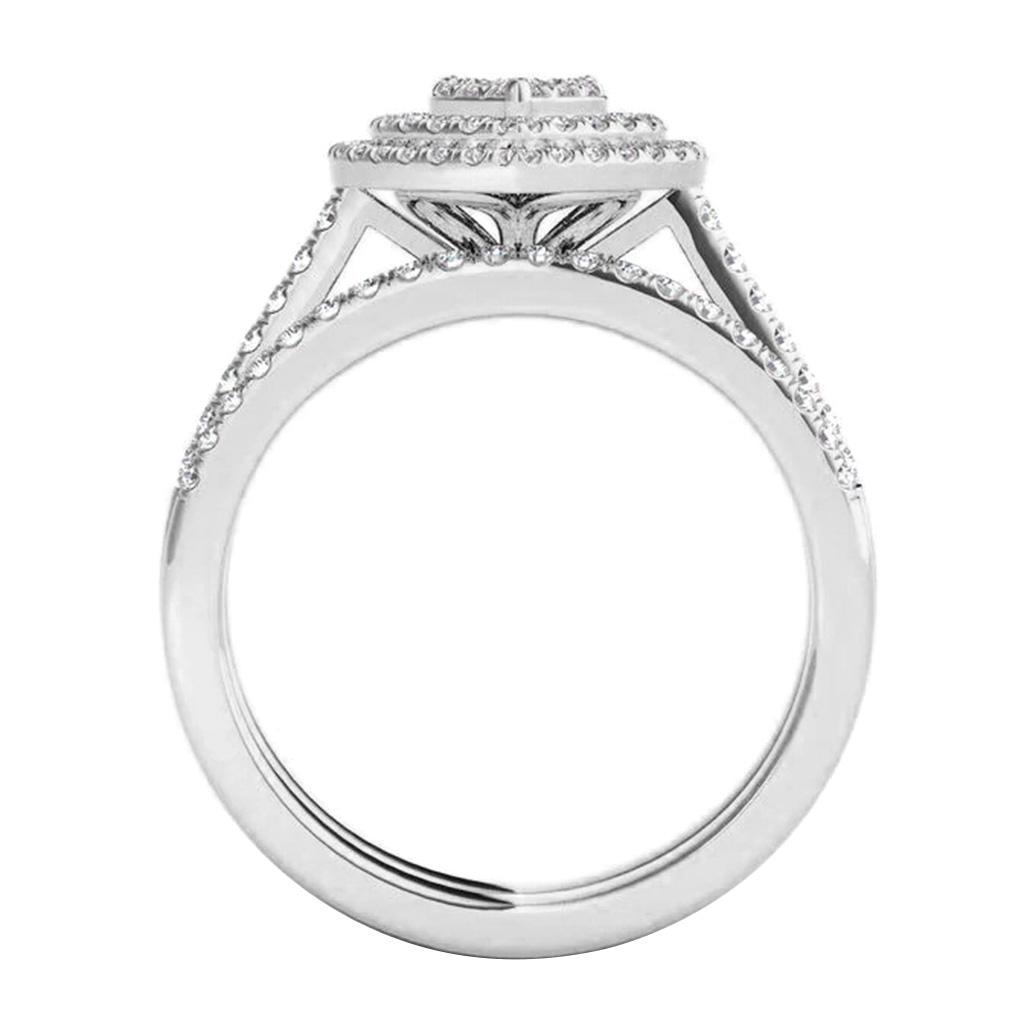 2PCS Heart Shape Rhinestones Rings for Women Girls Stackable Ring Wedding Jewelry Handmade Finger Accessories