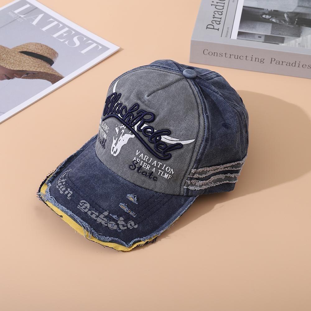 Breathable Embroidered Sun Protection Hat, Men's Baseball Cap Spring and Autumn Sun Hat Washed