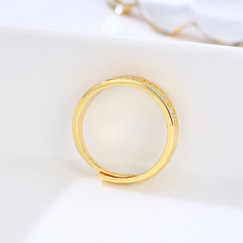Korean Version Of Fashion Temperament Imitation Sand Gold Ring I Fu Female Design Niche Personality Simple Cold Wind Jewelry Quality