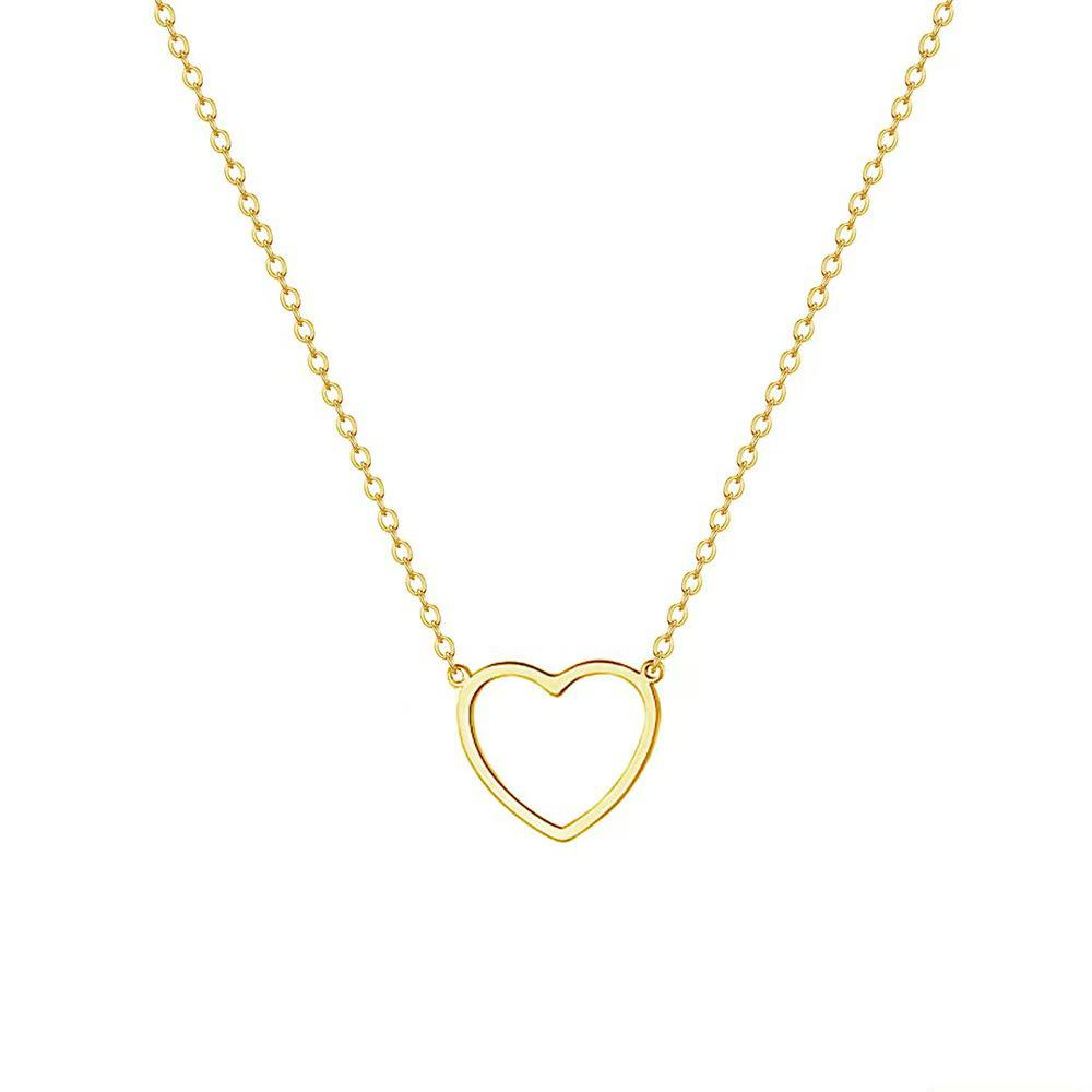 Collana Pendente Cuore Vuoto in Argento Sterling S925 - Semplice Catena Clavicola per Stile Europeo e Americano