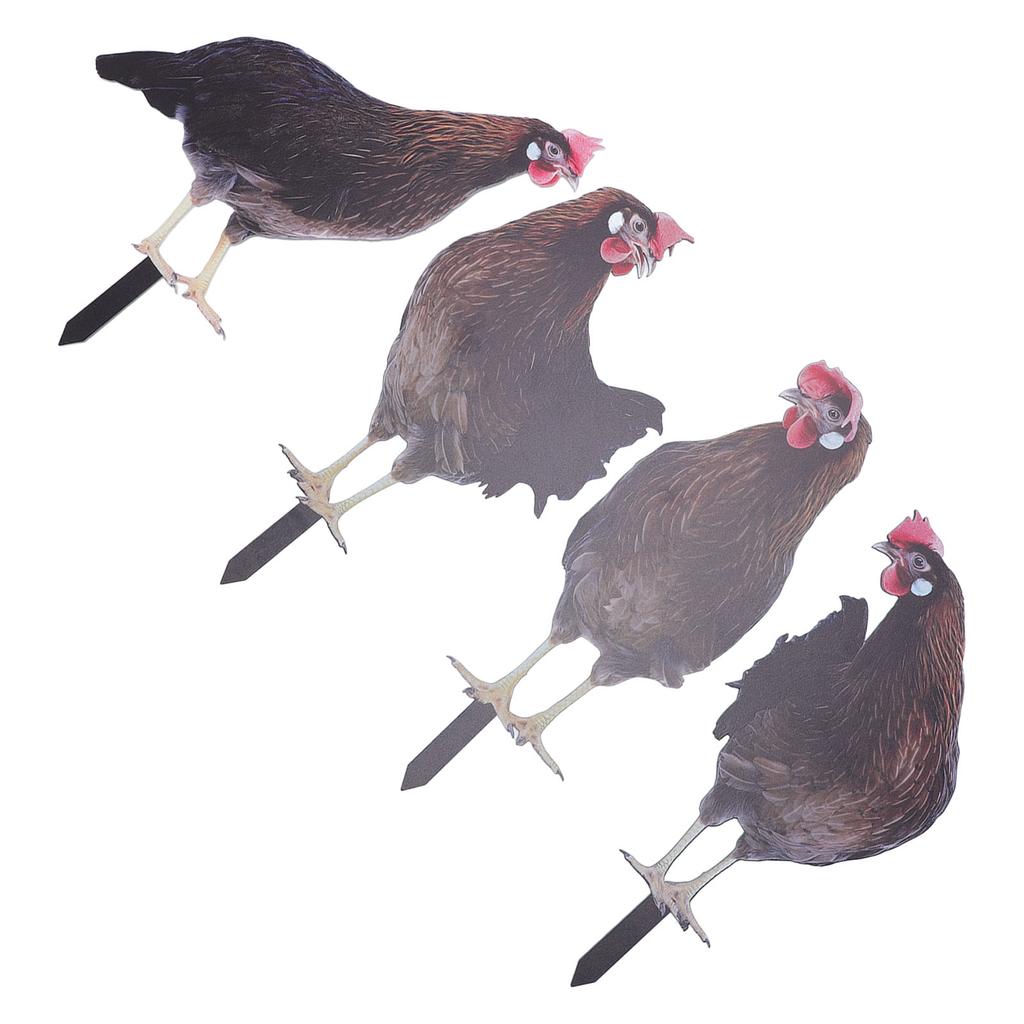 4 Pcs Garden Hen Stakes Colorful Realistic Decorative Acrylic Easy To Install Chicken Yard Decor