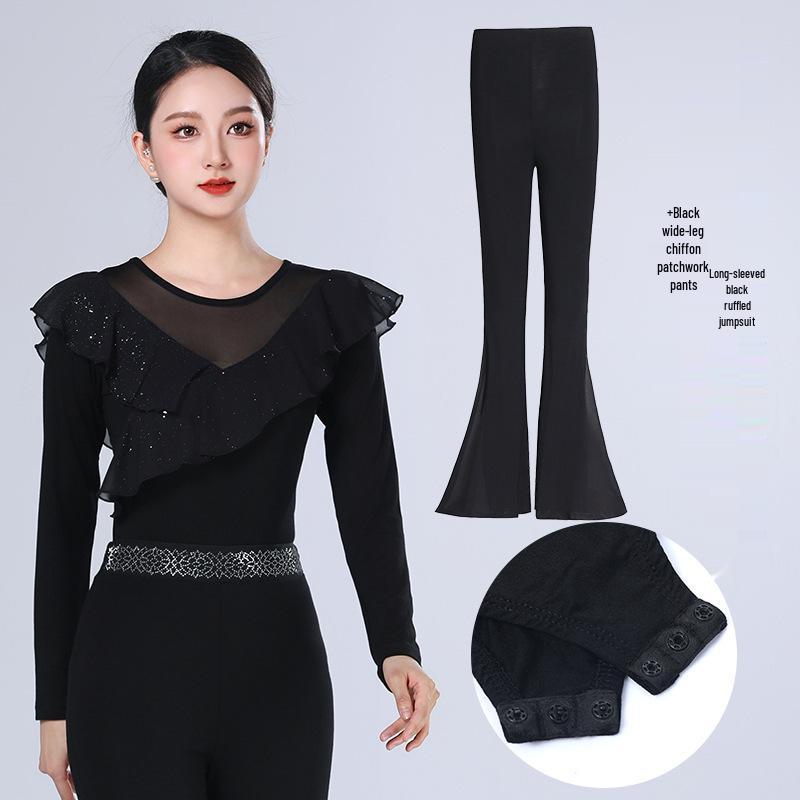 2026 Women's Sequin Ruffle Leotard - High-End Spring/Summer Figure Training & Etiquette Outfit