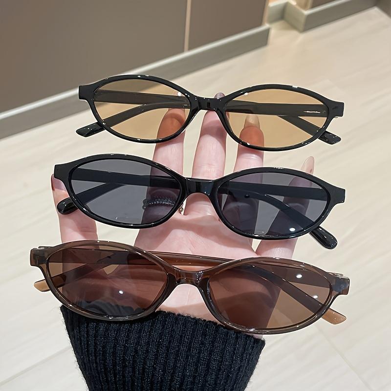 

3PCS Retro Trend Paired with Neutral Oval Small Frame Glasses A Daily Casual Styling Tool