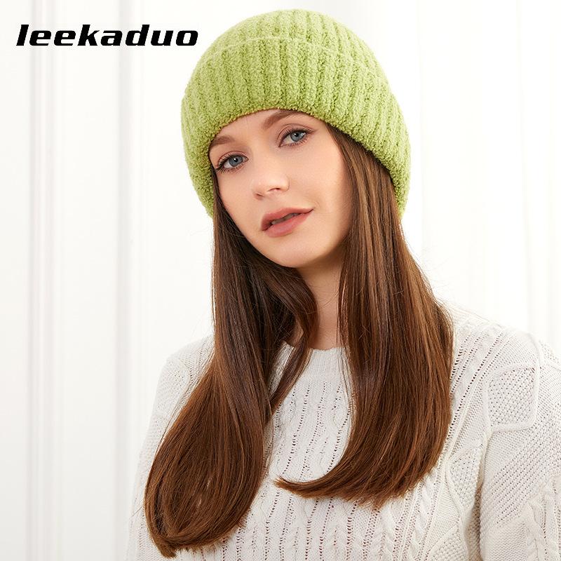 Wool Hat Autumn and Winter Outdoor Women's Knitted Hat Fashionable Women's Cold Hat Brimless Warm Thickened Knitted Hat