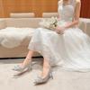 Pointed high heels women's new French gold crystal bridal wedding shoes stiletto bridesmaid shoes wedding shoes