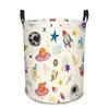 1pc Laundry Basket, Space-Themed Basket with Rocket And Astronaut Prints - Foldable Storage Basket with Handle, Polyester Material, Ideal for Bathroom