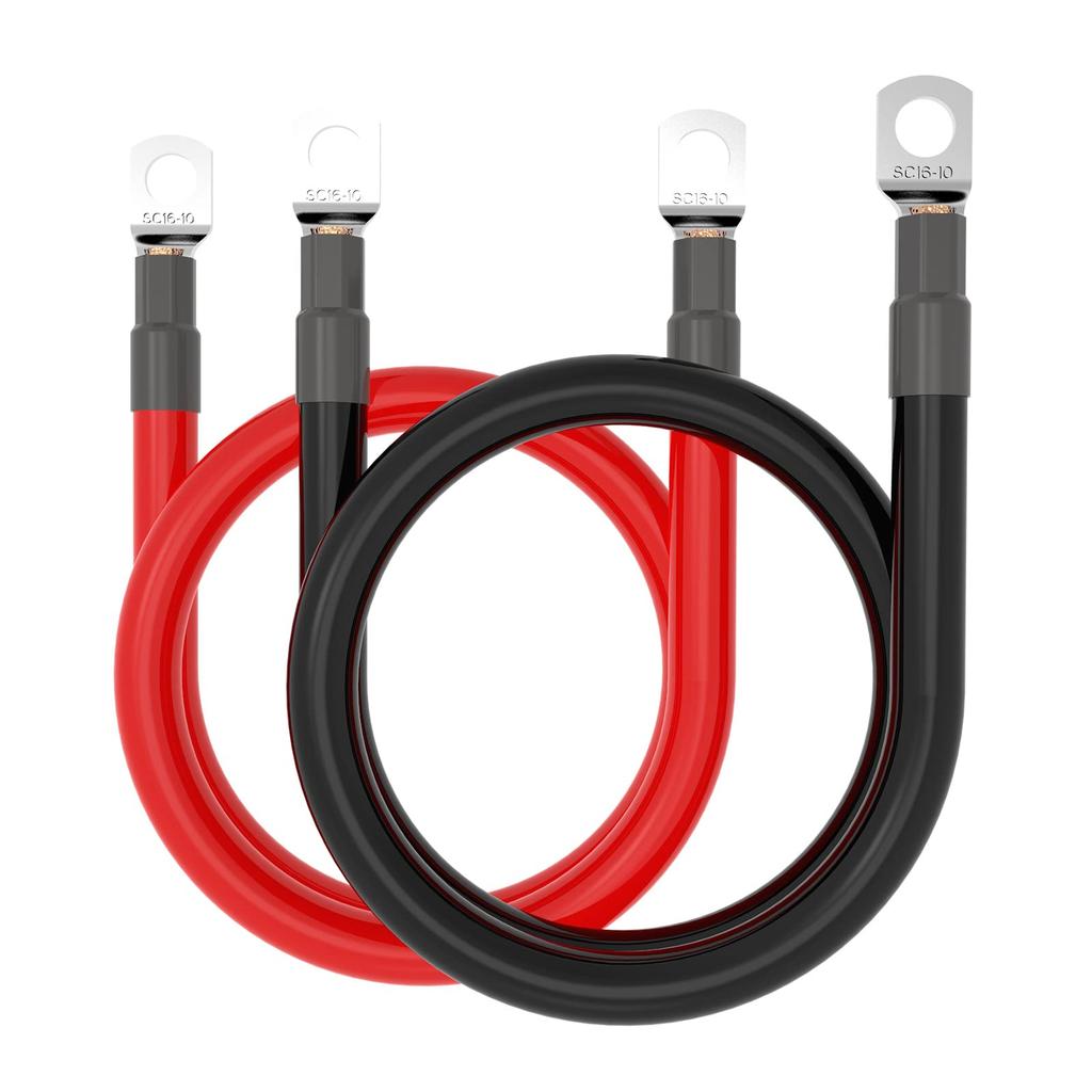 6 AWG Gauge 16mm2 30cm Wire Constant Red + Black Pure Copper 3/8