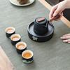 Černá keramika Zelená Hill Side Hand Konvička Japonská Vintage keramická Kung Fu čajová sada Čajová konvička Kávová Konvička Čajová konvice Hliněná konvice na vodu