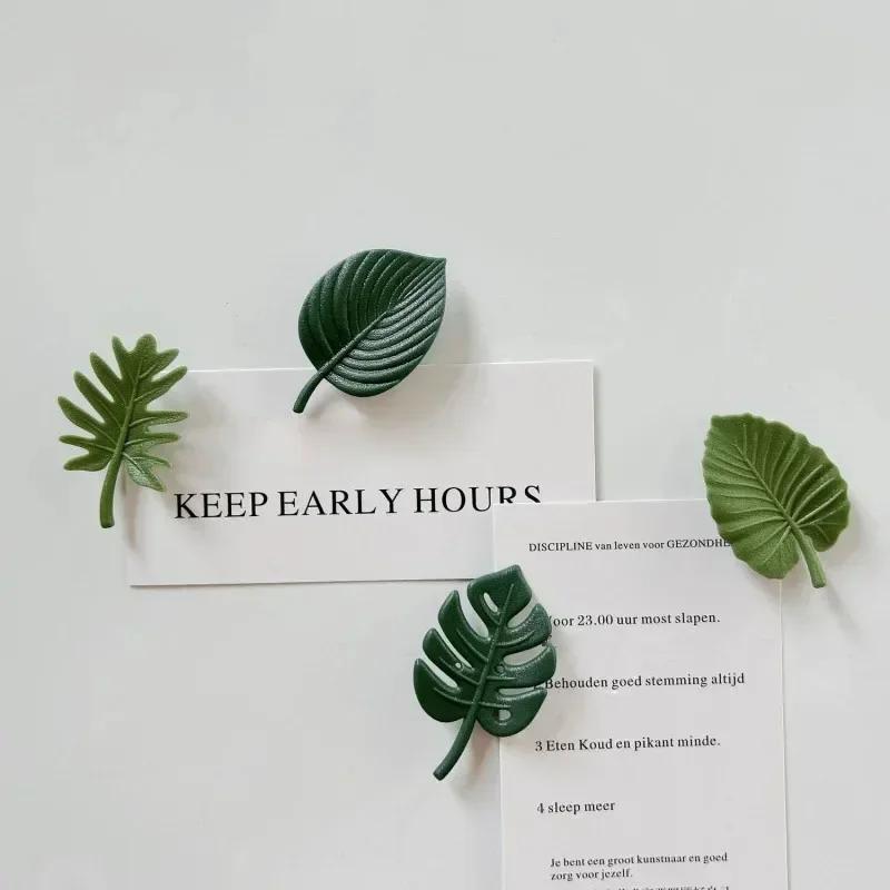 4PCS Creative Green Turtle Leaf Fridge Magnet for Kitchen Message Board Refrigerator Magnet Sticker Gift Home Decoration